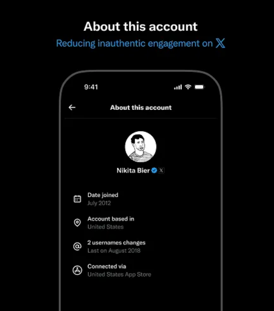 X разкрива скрити чуждестранни мрежи чрез новия панел „About This Account“